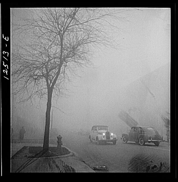 Photo:Chicago Illinois 1930s Heavy Fog Street Scene Cars
