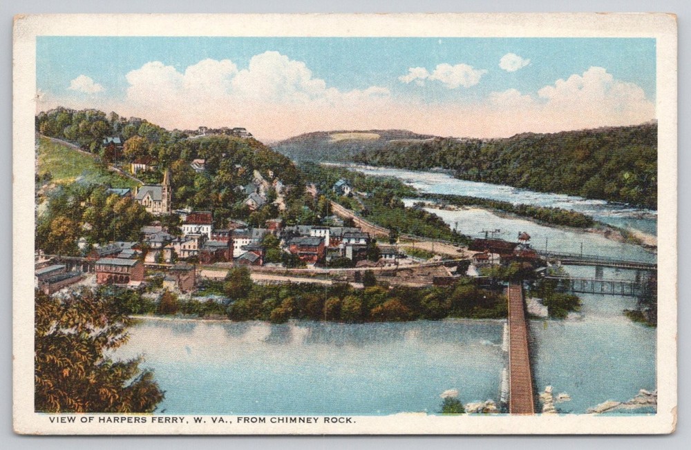 Harpers Ferry WV View from Chimney Rock Vintage Postcard Louis Kaufmann