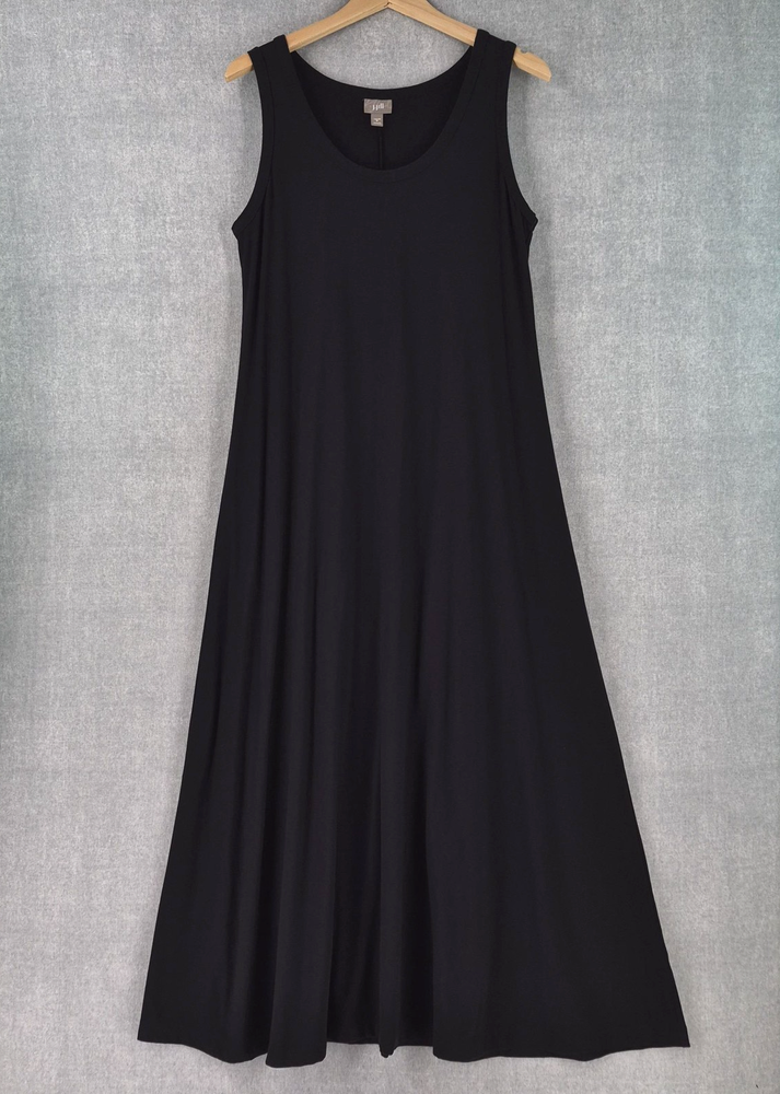 J Jill Pima Modal Maxi Tank A Line Dress Medium Black Stretch Coastal Resort