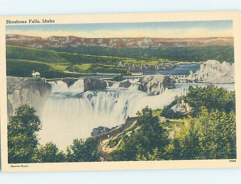 Pre-Chrome WATERFALL SCENE Shoshone Falls - Twin Falls Idaho ID m/09 AG4235