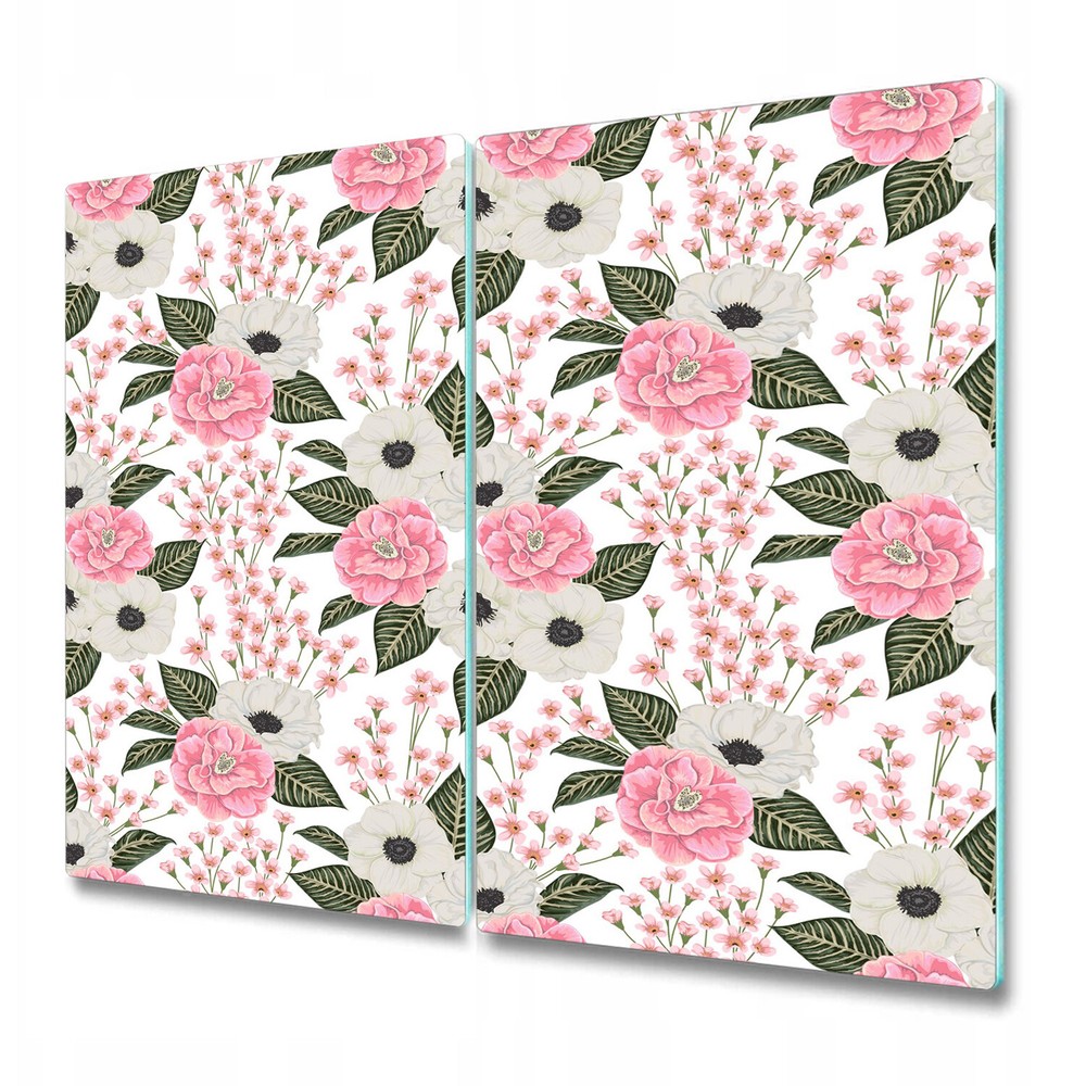 Glass Worktop Saver Utensil Serving Board Floral Camellias Floral pink 2x30x52