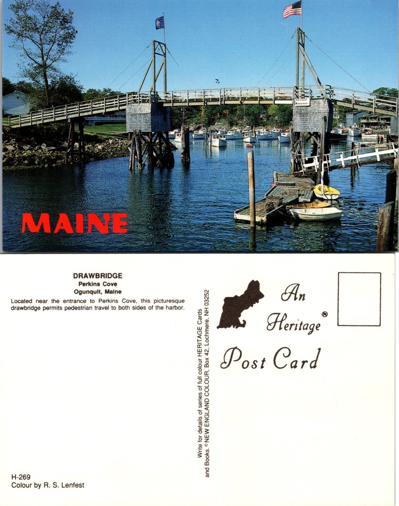 Drawbridge Perkins Cove Ogunquit Maine ME Postcard
