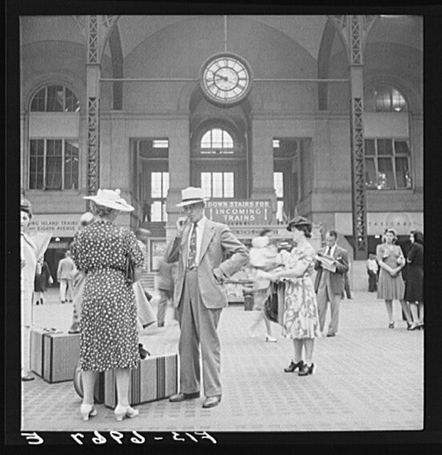 New York New York Pennsylvania Station 1940s Waiting for Trains Travelers