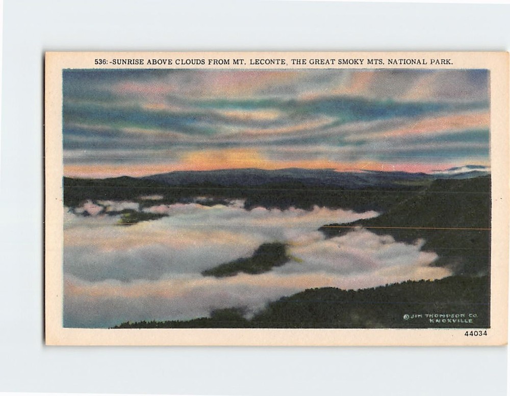 Postcard Sunrise Above Clouds Mt. Leconte Great Smoky Mts. National Park TN USA