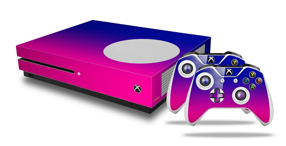 Skin XBOX One S Console Controller Smooth Fades Hot Pink Blue