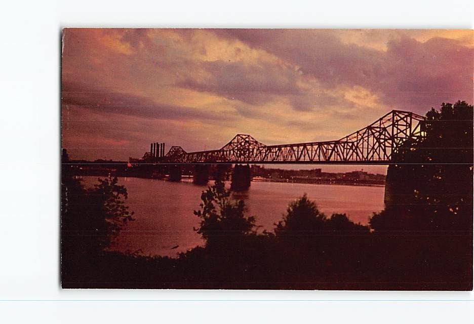 Postcard Ohio River George Rogers Clark Memorial Bridge Louisville Kentucky USA
