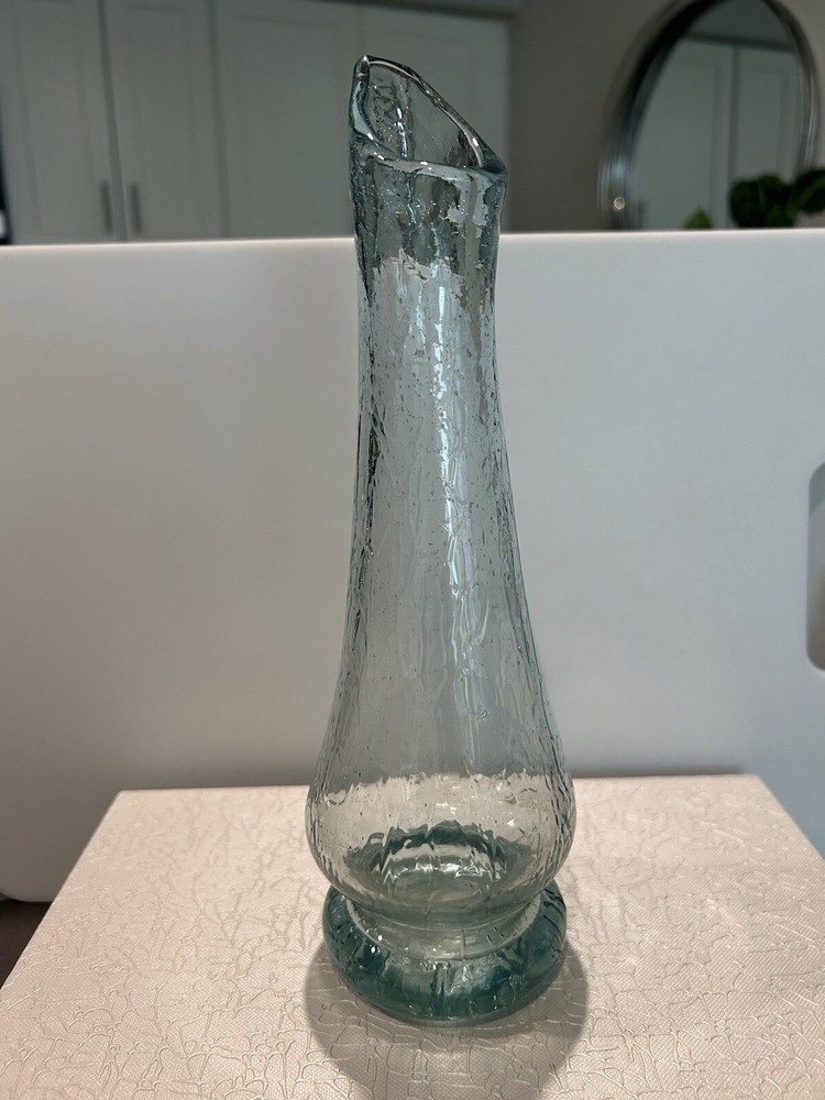 Clear Art Glass 10” Swung Vase W/ Pontil