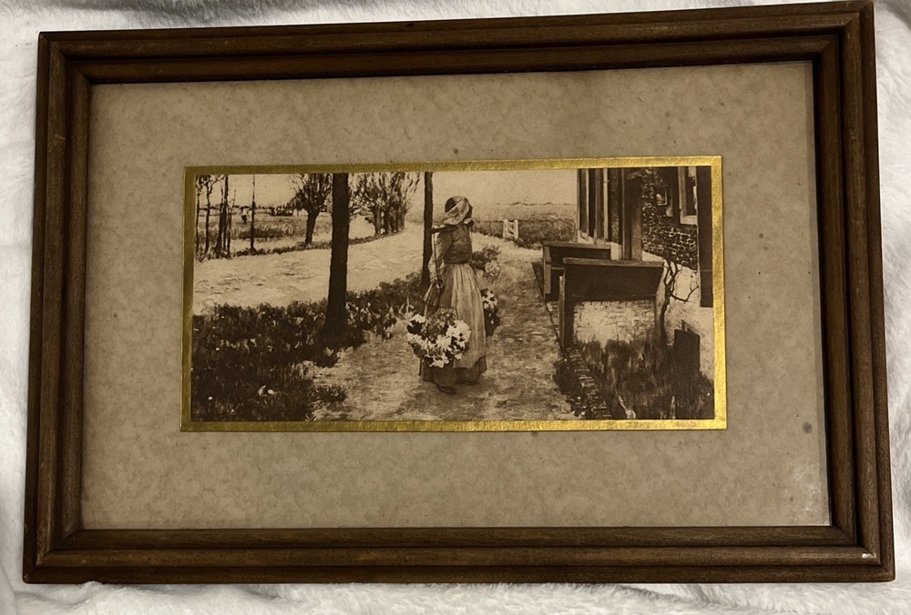Flower Girl in Holland, Vintage Framed George Hitchcock House of Art Print
