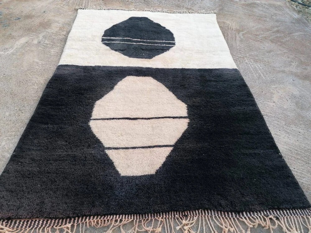 Moroccan rug black and white, Beni Ourain rug , moroccan beni Ourain rug