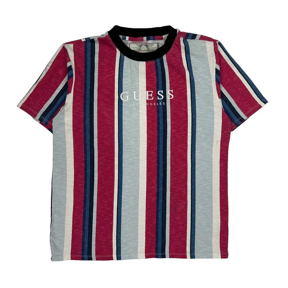 Guess Striped T-Shirt - Small Multicoloured Cotton