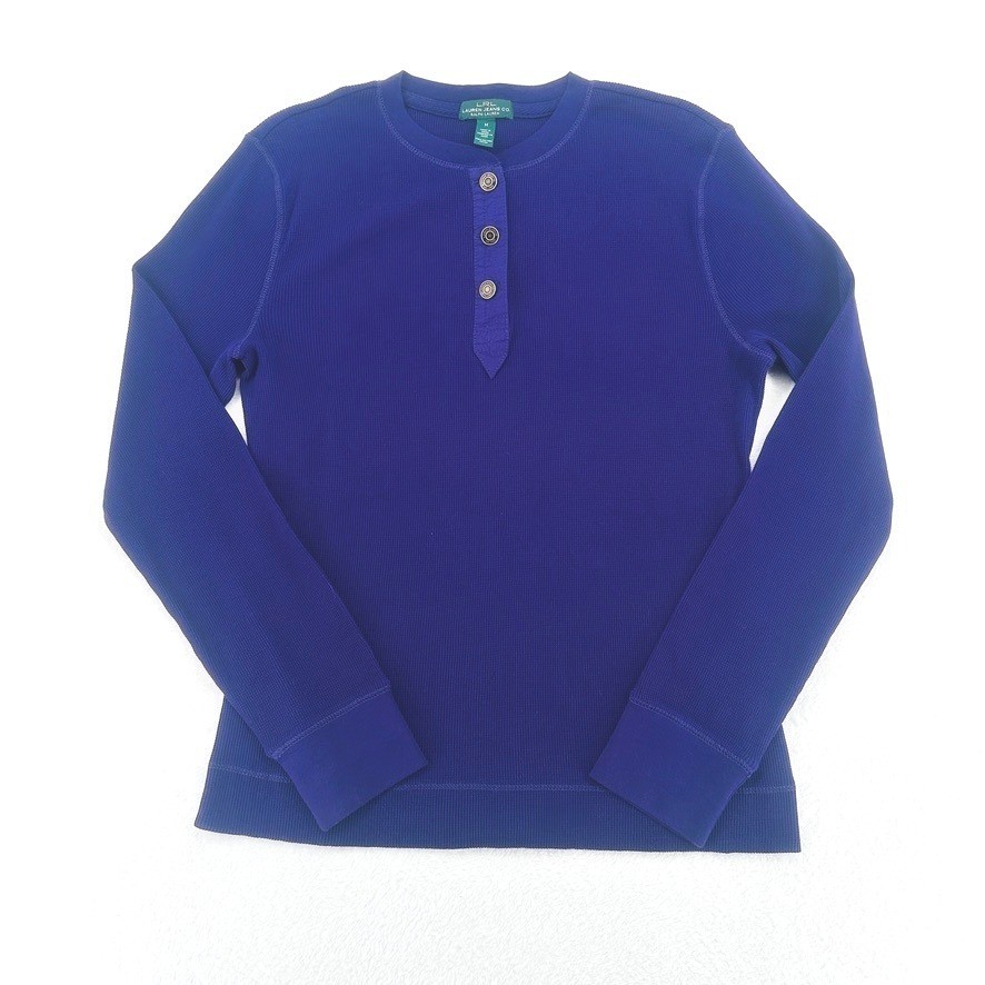 Lauren Ralph Lauren Purple Waffle Knit Henley Top M