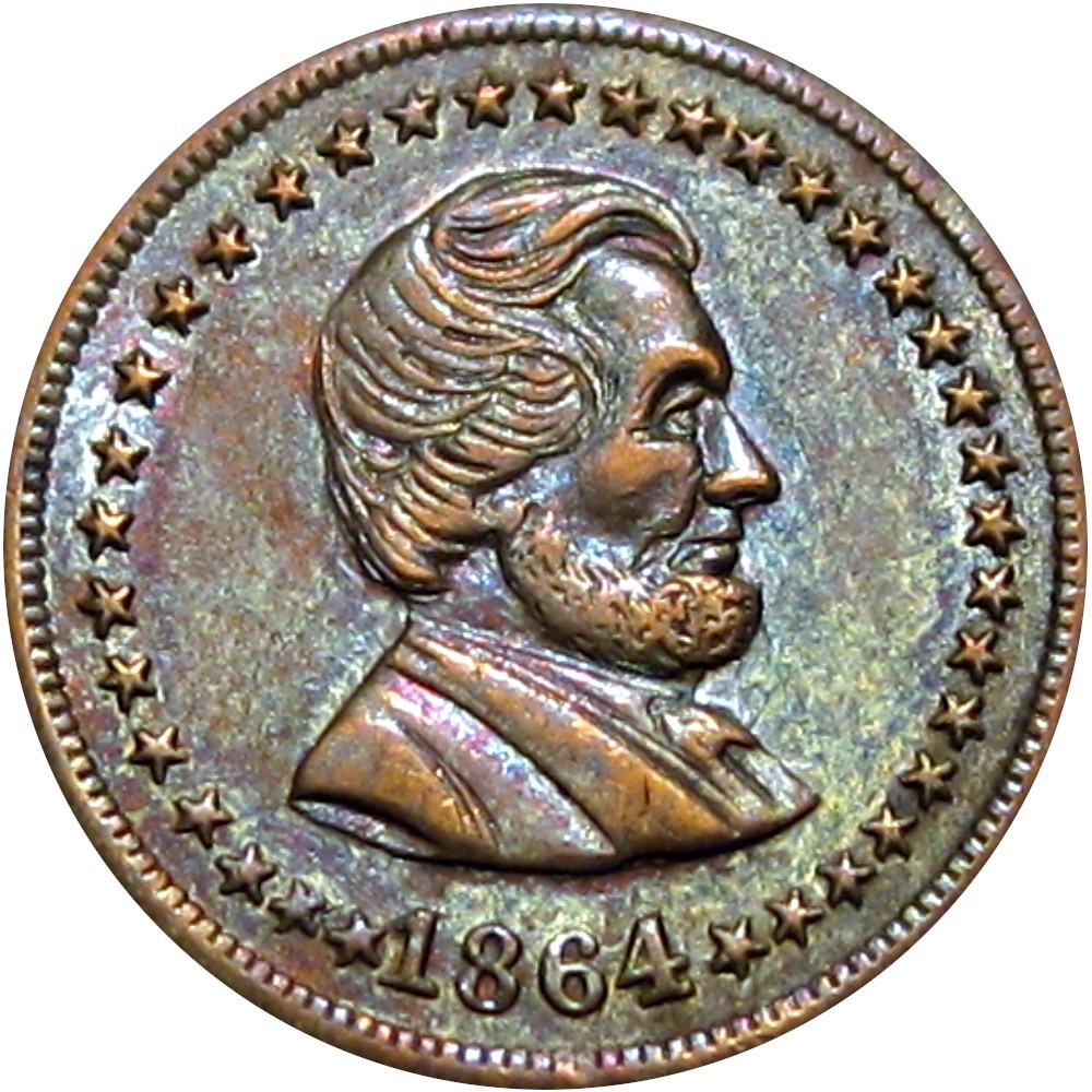 1864 Abraham Lincoln And Union Political Patriotic Civil War Token