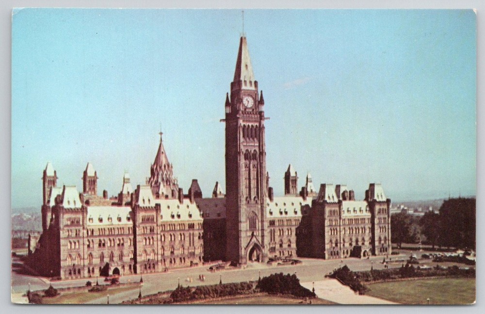 Ottawa Canada Parliament Buildings Peace Tower RCAF Photo Postcard