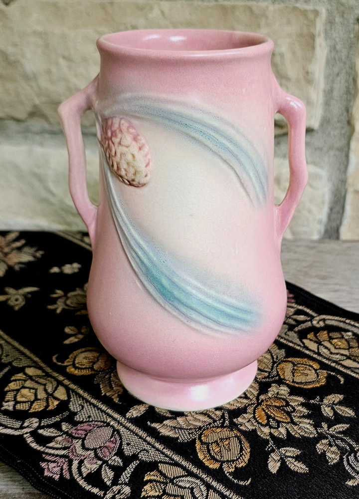 Vintage Pink Matte Pinecone Vase Hull Pottery Pine Cone 6 1/2