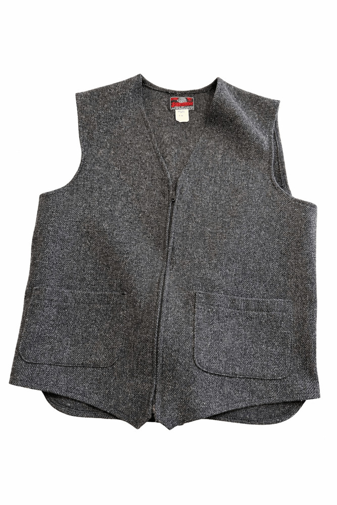Johnson Woolen Mills Vintage Grey Vest Wool USA Outdoor Clothing Mens Size 42