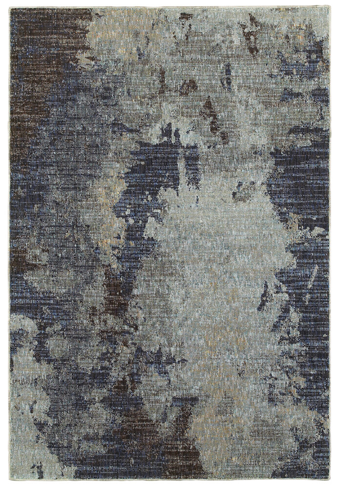 Blue Scratched Lined Abstract Rug 8049B - 3'3