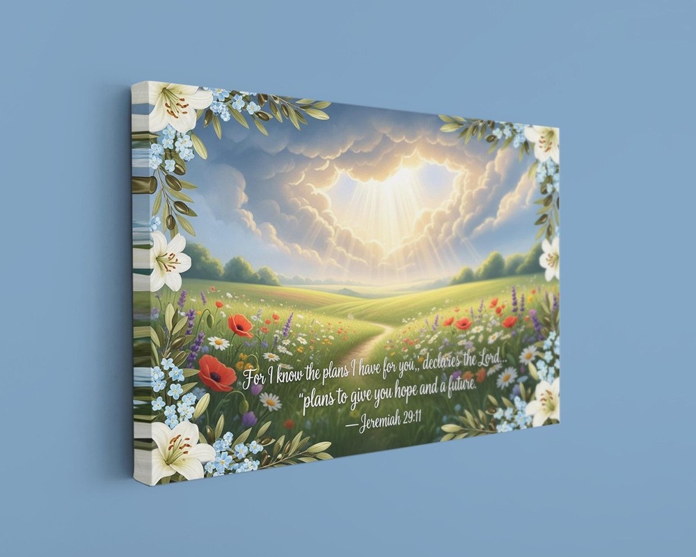 Bible Verse Canvas Jeremiah 29 11 Floral Christian Wall Art Faith Decor