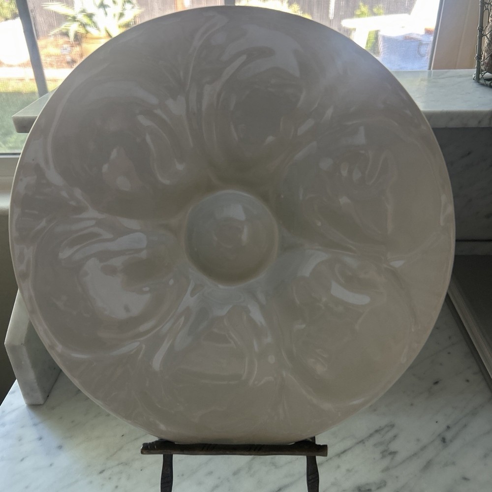 Vintage 9” White Oyster Plate Ceramic Pottery