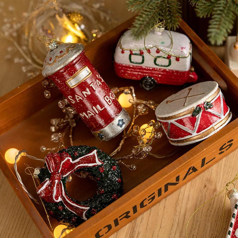 Figurine Tree Christmas Resin Ornament Small Modern Smooth Multicolor Free Stand
