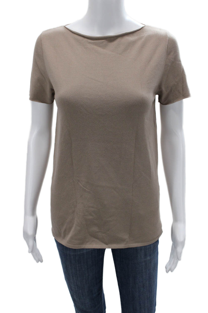 Sarah Pacini Womens Beige Short Sleeve Graphic Tee Size 00Free Shipping in US $100+ Orders | $6.95 Orders Below