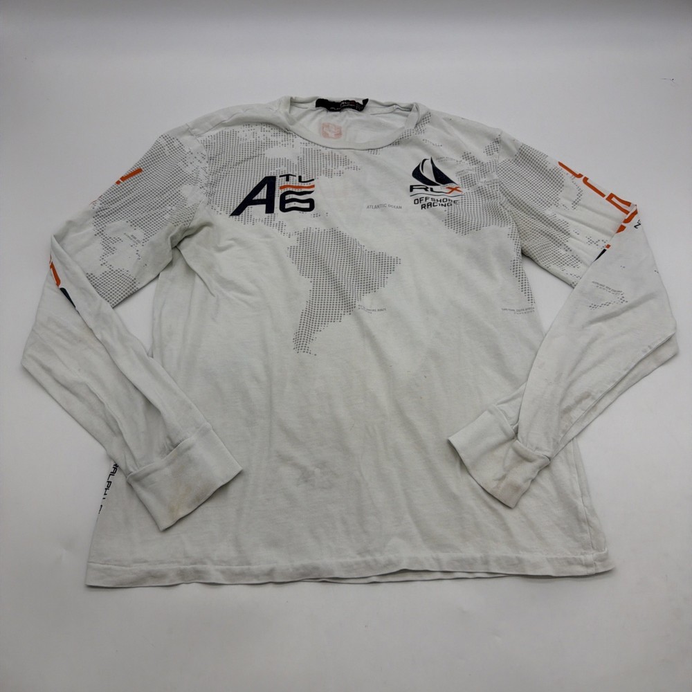 RLX Ralph Lauren Sweatshirt Women S White Graphic Print Logo 100% Cotton.#43621