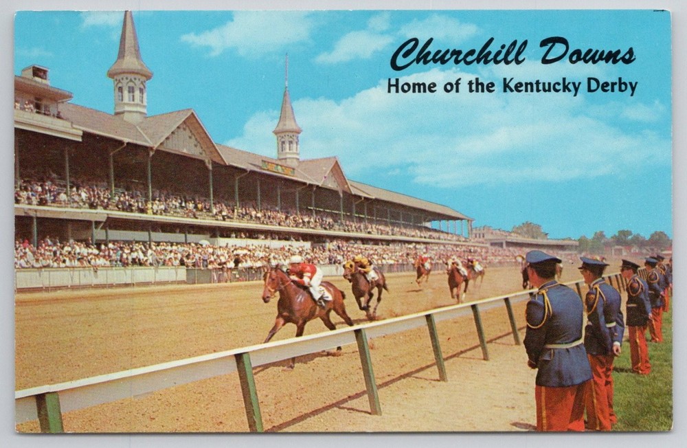 Churchill Downs Kentucky Derby Horse Race Louisville KY Lustrechrome Postcard