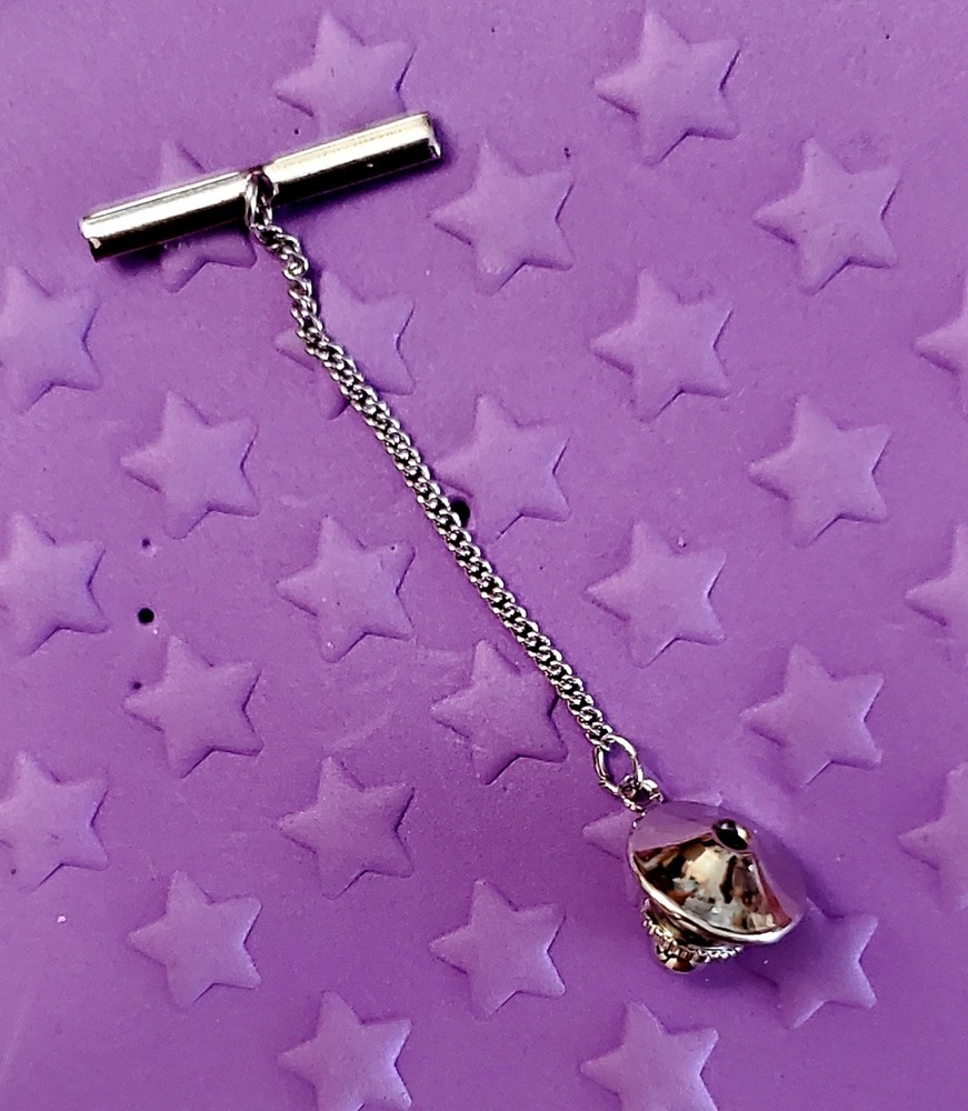 Vintage Silver Tone Tie Tack Pin Chain