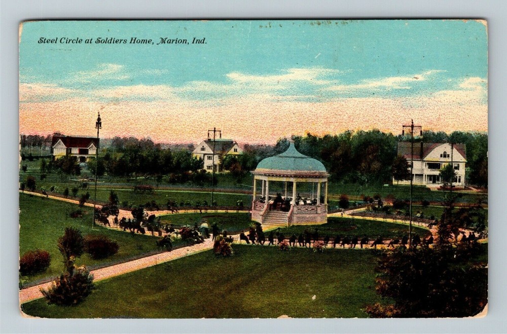 Marion IN Indiana, Steel Circle At Soldiers Home, c1911 Vintage Postcard