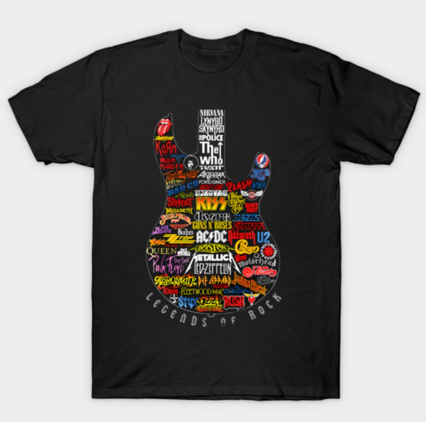 Legends Of Rock Guitar T-shirt, Black