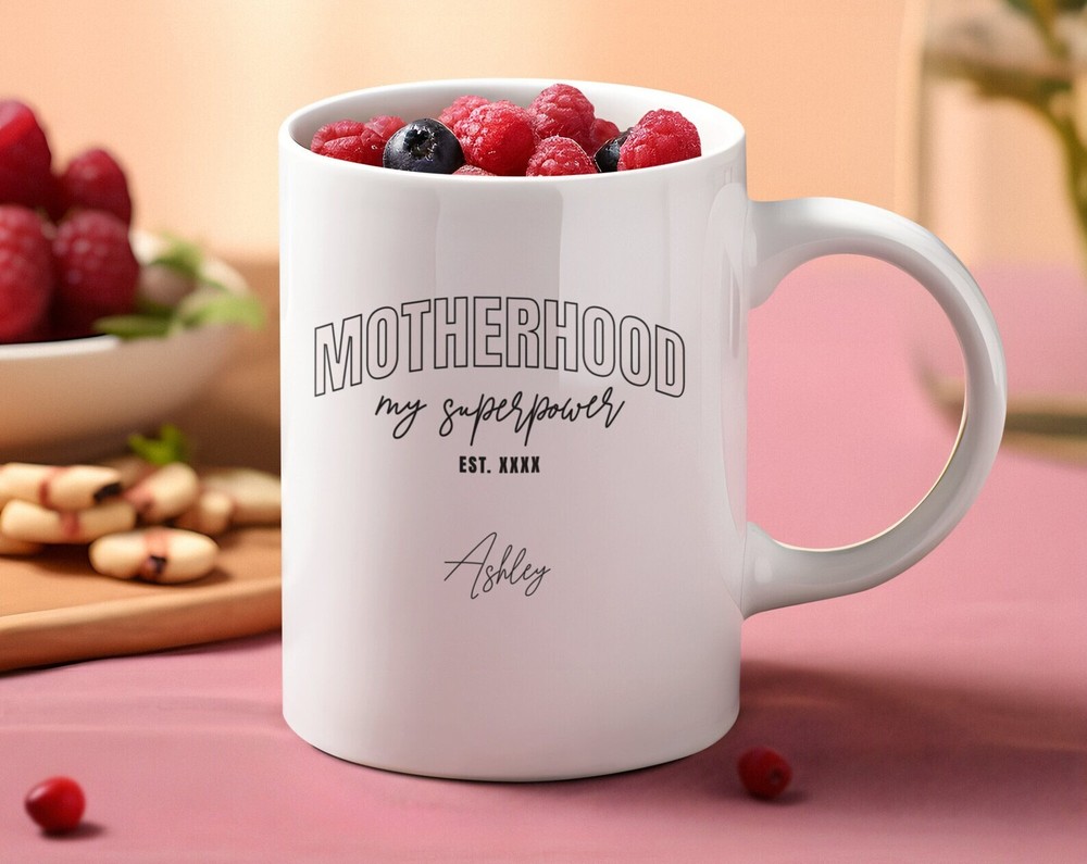 Personalized Mother's Day Coffee Mugcustom Motherhood Is My Superpower Cupblack