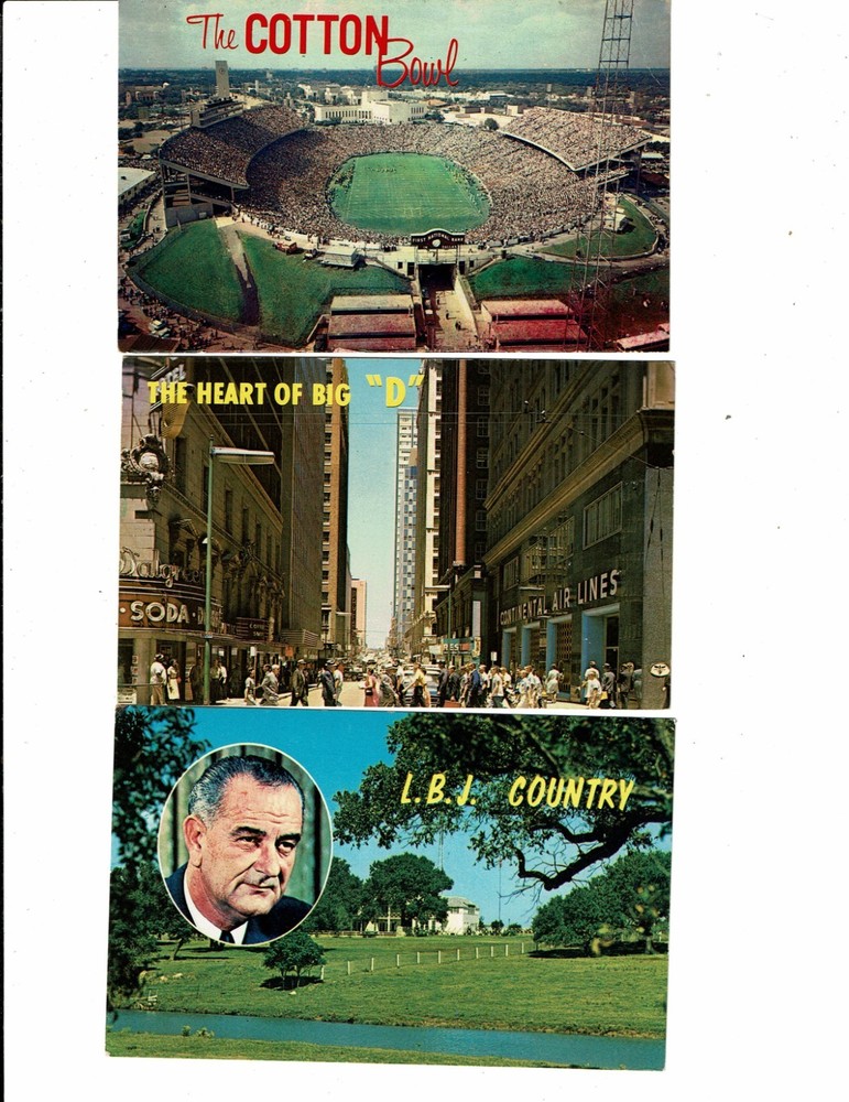 3 Card Texas Lot, Cotton Bowl Football, Pres. LBJ Ranch-Home!