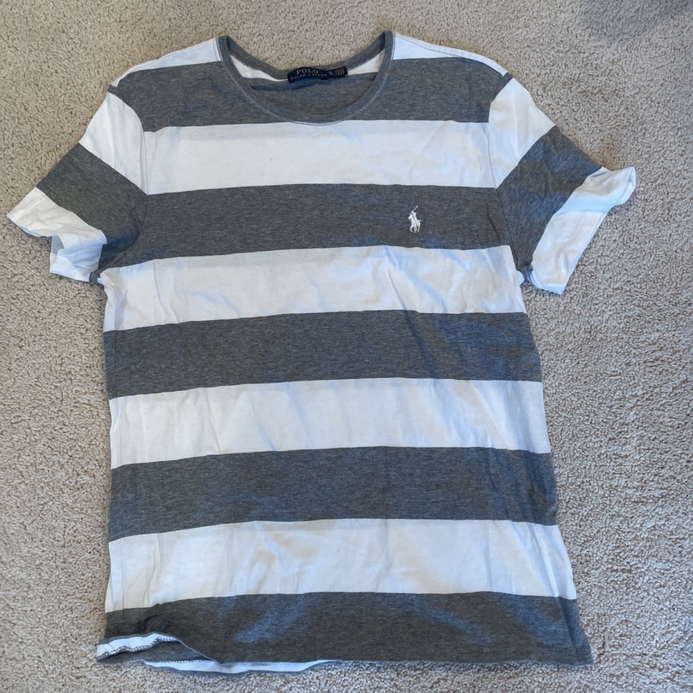 Polo Ralph Lauren Girls XL Grey/White Striped T-Shirt