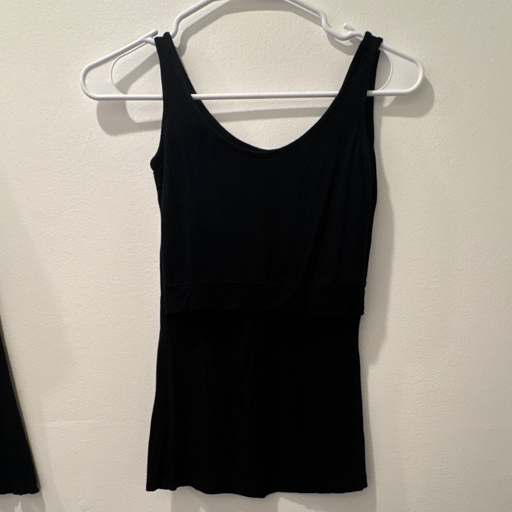Seraphine Womens XS Black Solid Bamboo Scoop Neck Sleeveless Wide Strap Tank