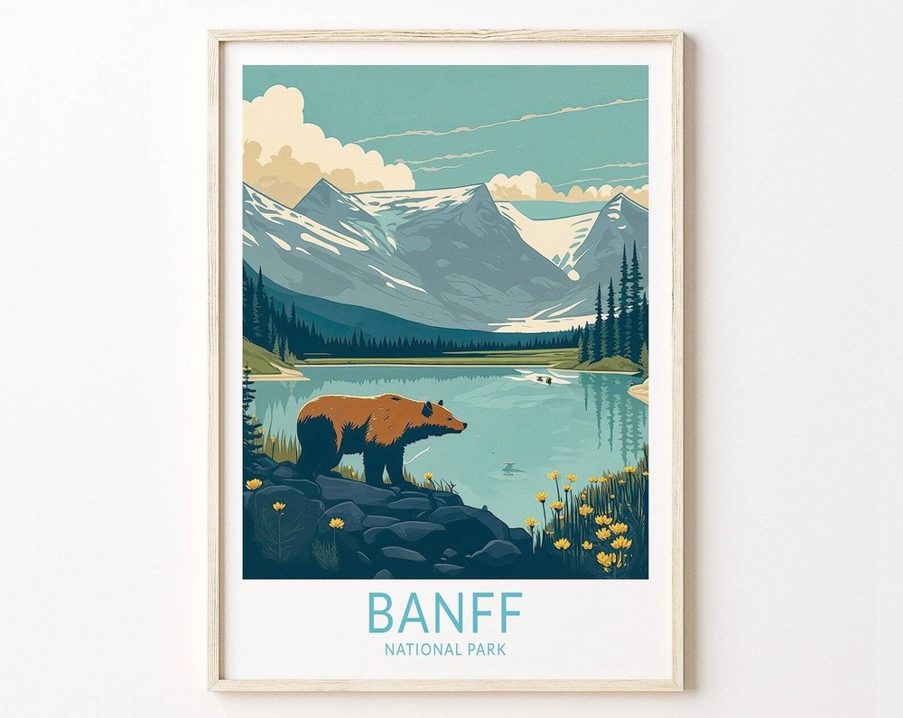 Banff National Park Travel Poster Wall Art Banff Alberta Canada Poster Canada