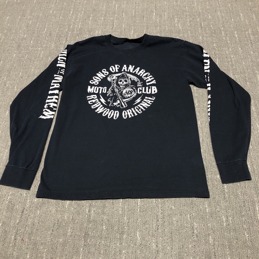 Vintage Y2K Sons Of Anarchy Men Of Mayhem Long Sleeve T-Shirt M Black Biker