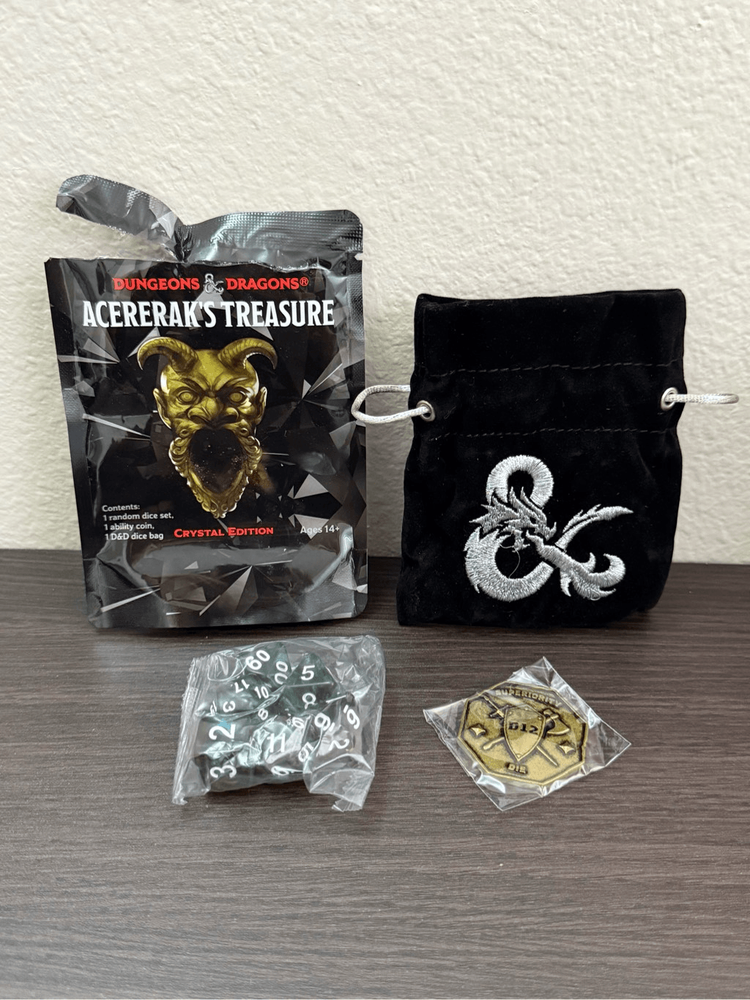 Dungeons & Dragons Acererak's Treasure Crystal Edition Dice Set + Bag + Coin-image