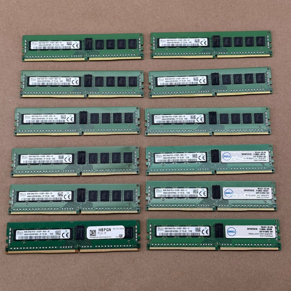 Lot of 12 SK Hynix 8GB DDR4 PC4-2133P 2Rx8 Registered ECC Server RAM