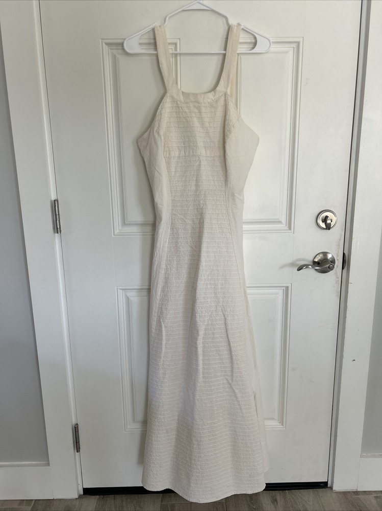 Women’s Ivory Cotton Maxi High Neck Dress Size Small, Full Length