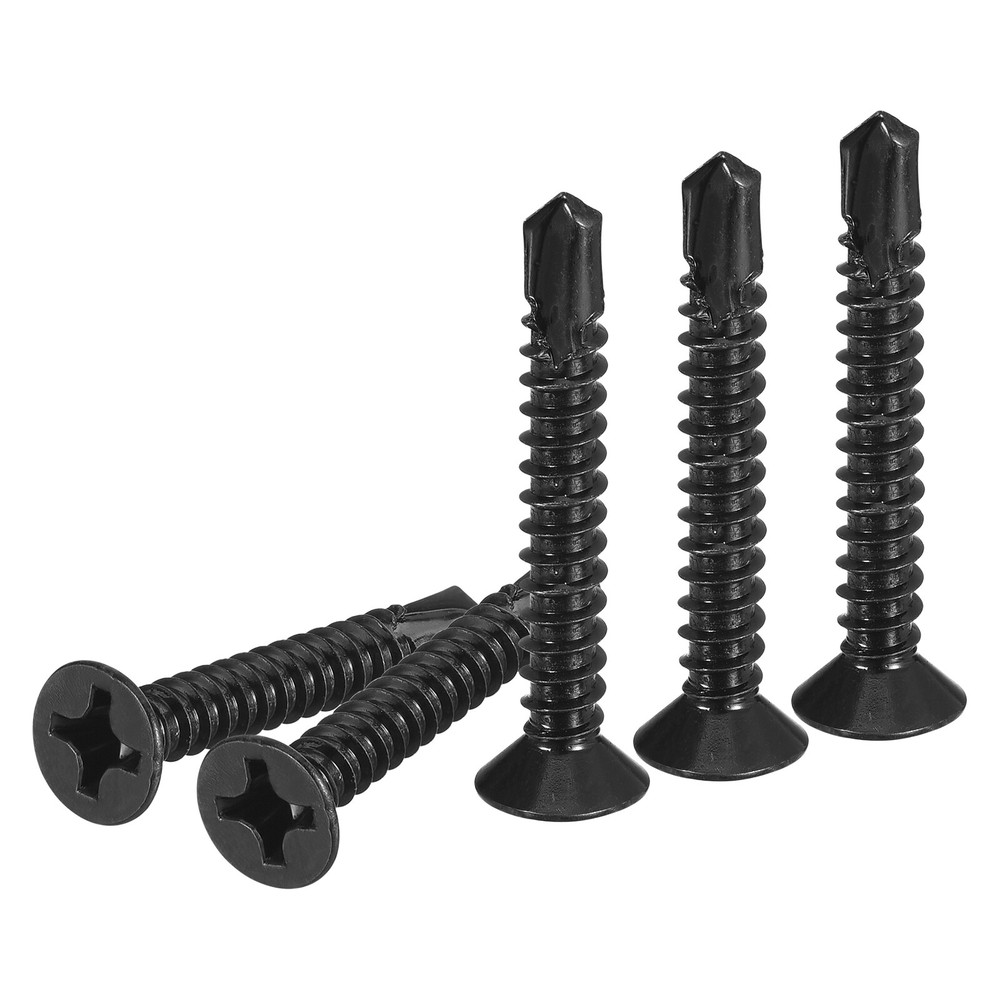 100Pcs ST5.5x45mm 410 Stainless Steel Countersunk Head Sheet Metal Screws Black