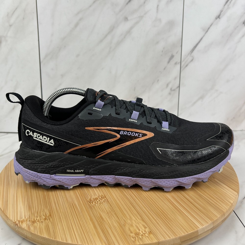 Brooks Cascadia 18 Womens Size 11.5 Ebony Lavender Hiking Trail Shoe 1204161B048