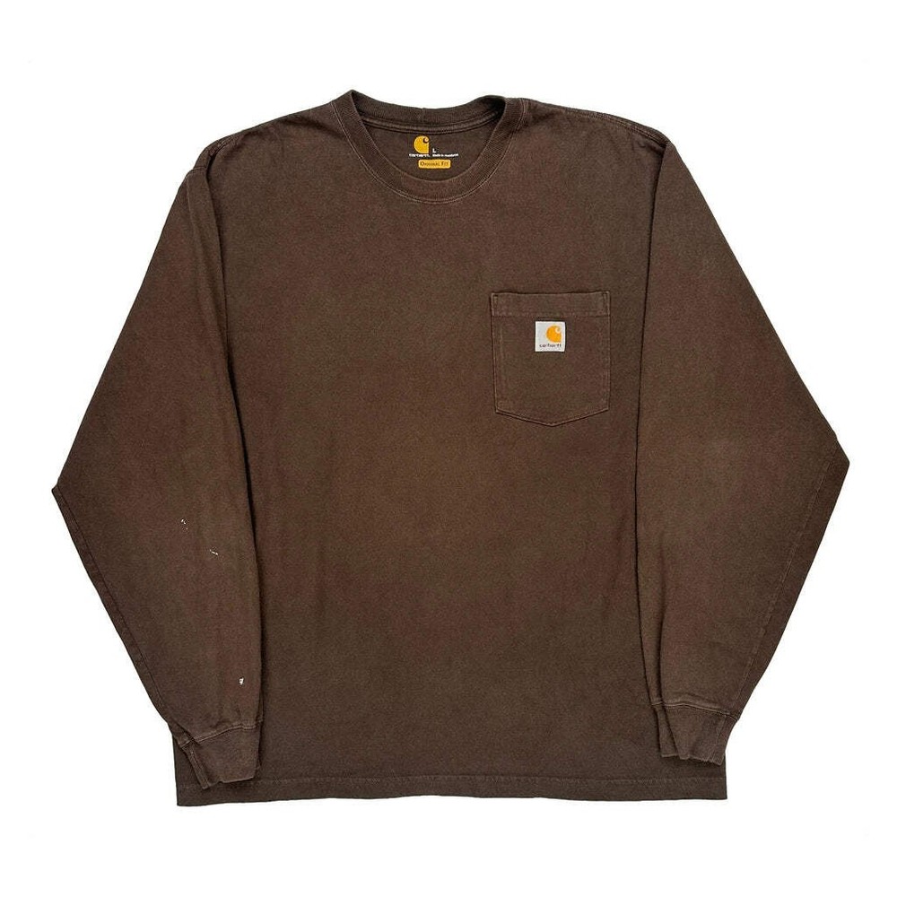 Carhartt Long Sleeve T-Shirt - Large Brown Cotton