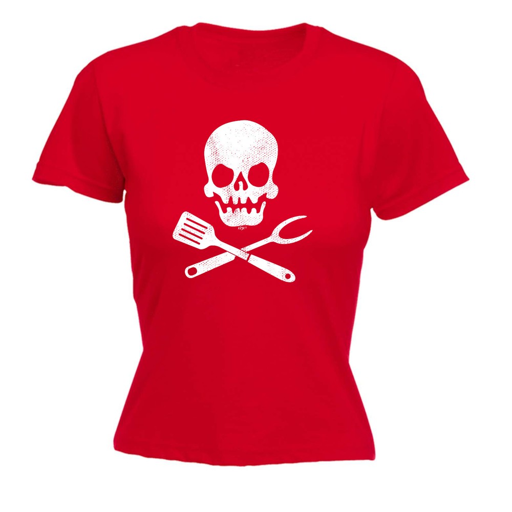 Cooking Skull Chef Kitchen - Womens T Shirt Funny T-Shirt Novelty gift tshirt