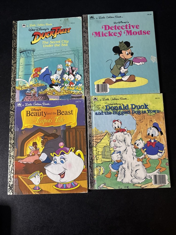4 Disney Mickey Mouse & Donald Duck & Beauty & The Beast Little Golden Books