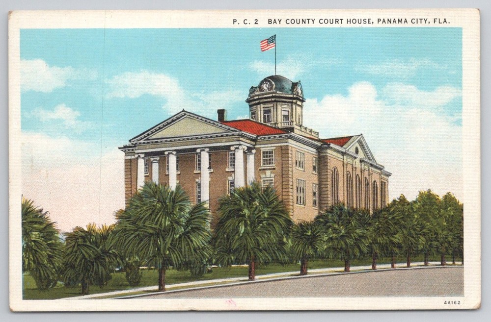 Bay County Court House Panama City Florida Linen Postcard CT American Art