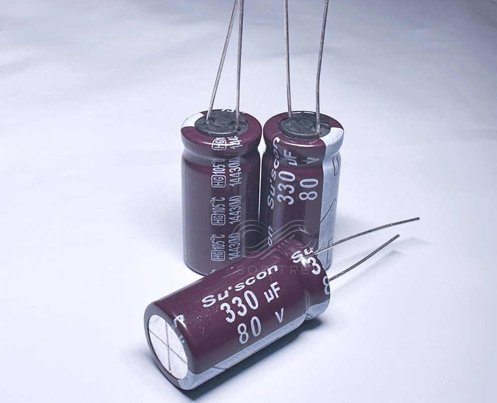10Pcs HG Suscon 330uF 80V 13x25 mm Radial Capacitor Low Impedance High Frequency