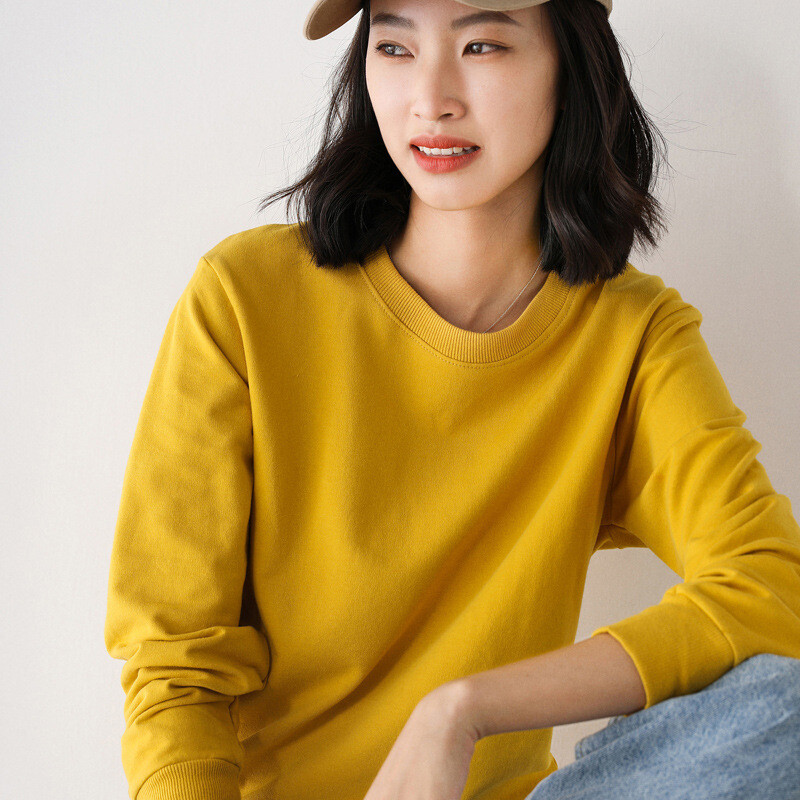 Women's Loose Fit Long Sleeve Cotton Crew Neck T-Shirt