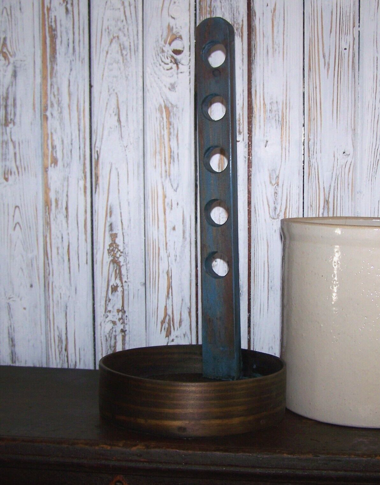 Primitive Prairie Blue Shaker Wood Candle Shelf Self Standing/Wall Hanging