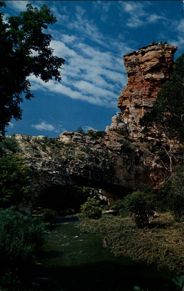 Ayres Natural Bridge rock formation Douglas Wyoming ~ 1950s vintage postcard