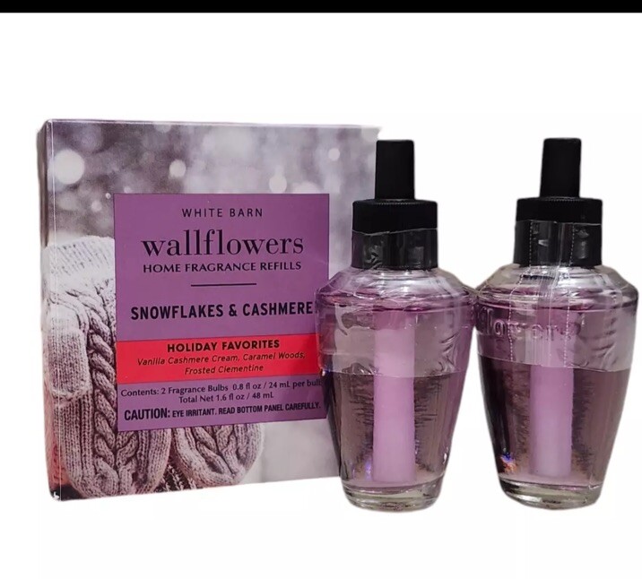 Bath & Body Works Snowflakes & Cashmere Wallflowers Refill Bulbs.. Set Of 2