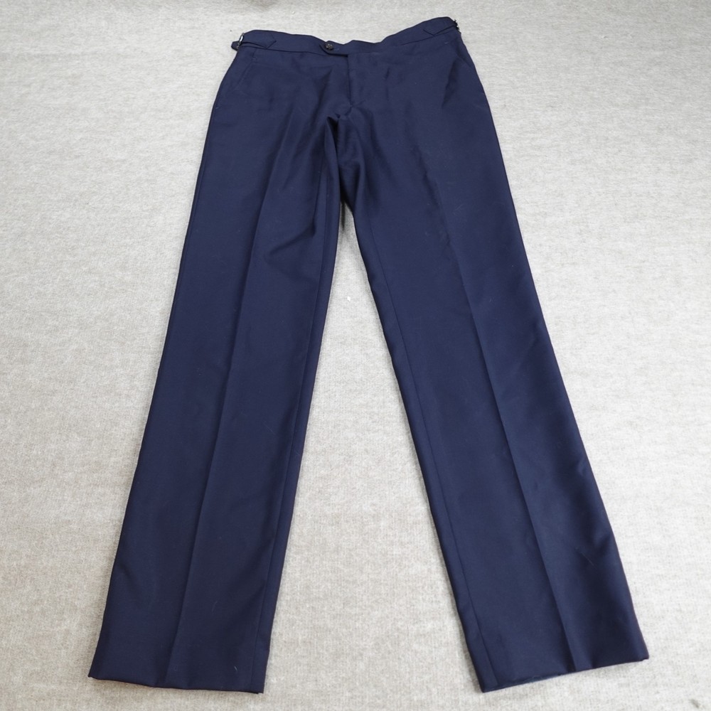 Spier & Mackay Mens Pants 31 x 32 Blue Side Tabs Dino Filarte 110's Wool MTM